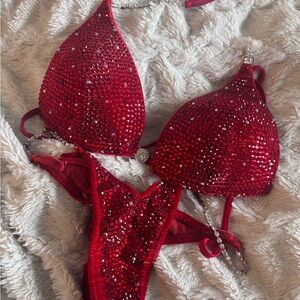 Red Crystal Bikini Competition Set